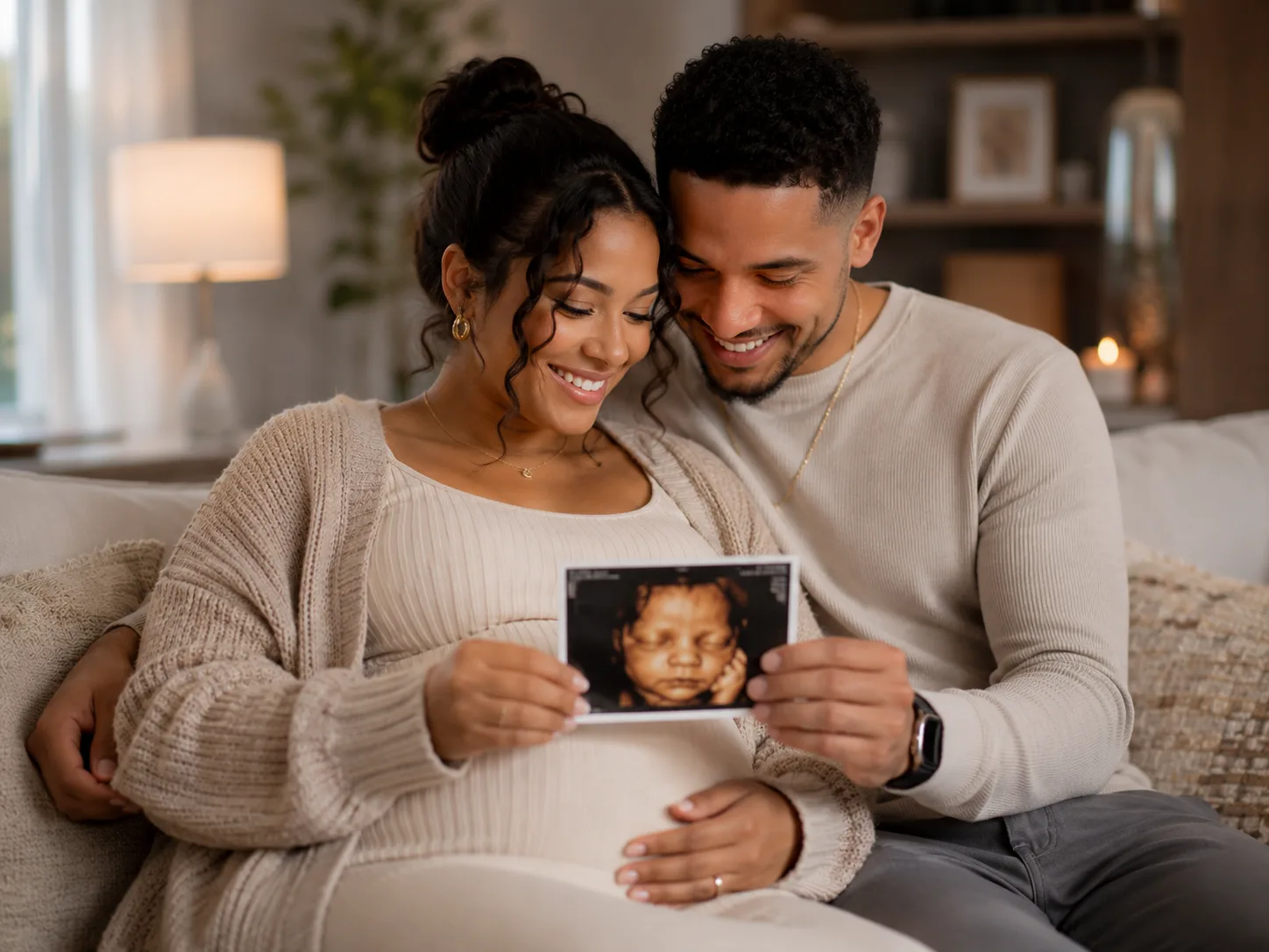 Expecting couple viewing their baby's ultrasound image